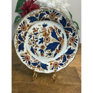 Vintage Booths Dovedale Floral Tea Plate Blue Rust Gold England